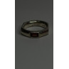 925 Sterling Silver Signet-Style Red Garnet Ring Size 6