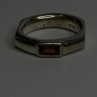 925 Sterling Silver Signet-Style Red Garnet Ring Size 6