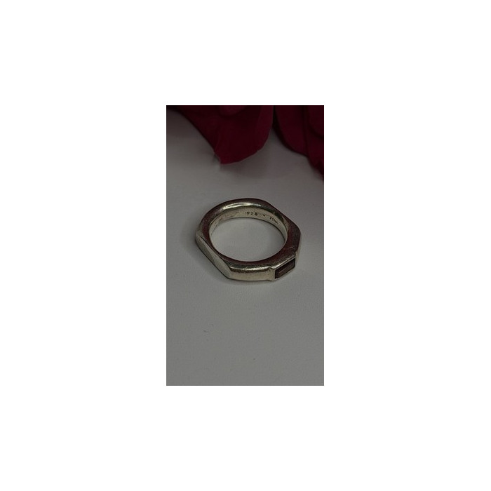 925 Sterling Silver Signet-Style Red Garnet Ring Size 6