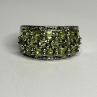 925 Sterling Silver Olive Green Peridot & Beryl Stones Ring Size 7