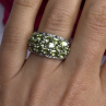 925 Sterling Silver Olive Green Peridot & Beryl Stones Ring Size 7