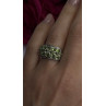 925 Sterling Silver Olive Green Peridot & Beryl Stones Ring Size 7