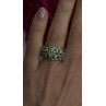 925 Sterling Silver Olive Green Peridot & Beryl Stones Ring Size 7