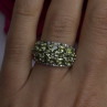 925 Sterling Silver Olive Green Peridot & Beryl Stones Ring Size 7