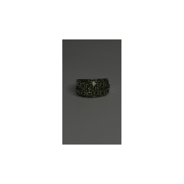 925 Sterling Silver Olive Green Peridot & Beryl Stones Ring Size 7