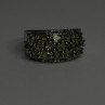 925 Sterling Silver Olive Green Peridot & Beryl Stones Ring Size 7