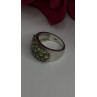 925 Sterling Silver Olive Green Peridot & Beryl Stones Ring Size 7