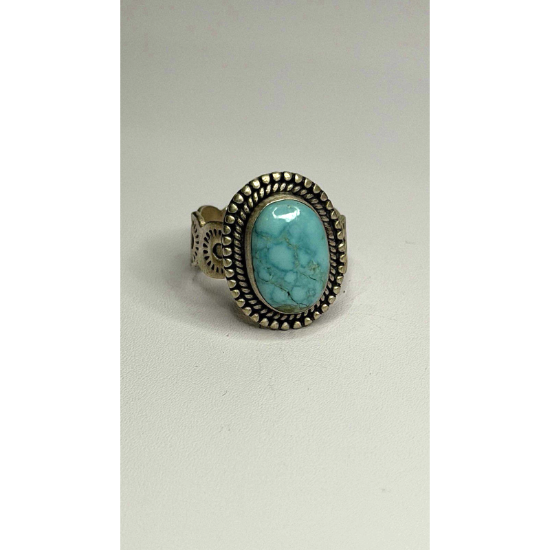 Adjustable Vintage 925 Sterling Silver Blue Turquoise Ring