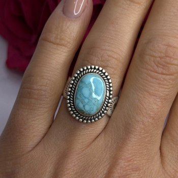 Adjustable Vintage 925 Sterling Silver Blue Turquoise Ring