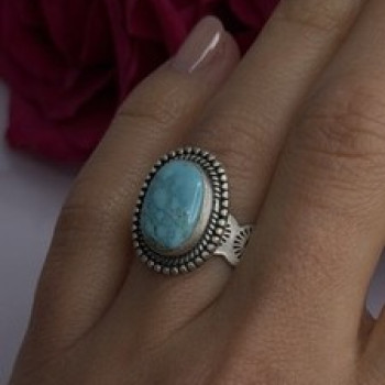 Adjustable Vintage 925 Sterling Silver Blue Turquoise Ring