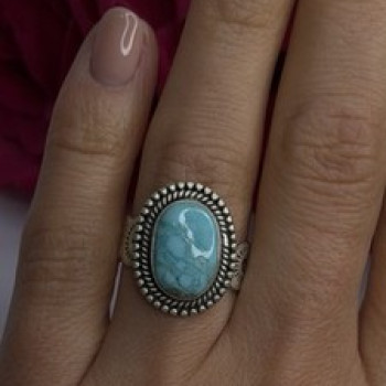 Adjustable Vintage 925 Sterling Silver Blue Turquoise Ring
