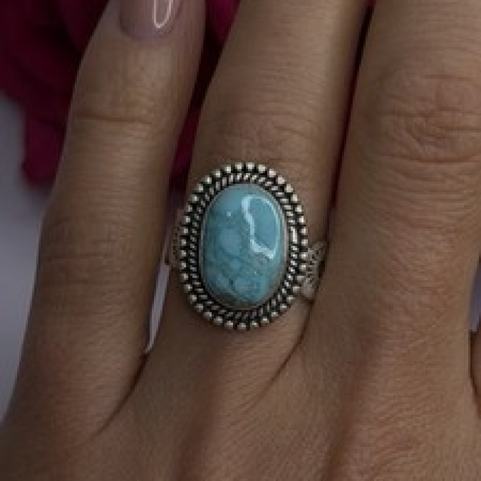 Adjustable Vintage 925 Sterling Silver Blue Turquoise Ring
