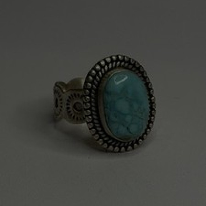 Adjustable Vintage 925 Sterling Silver Blue Turquoise Ring