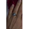 925 Sterling Silver Topaz & Marcasite Ring Size 7