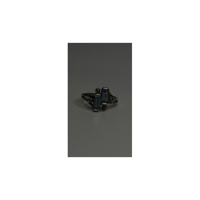 925 Sterling Silver Topaz & Marcasite Ring Size 7