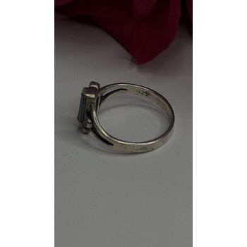 925 Sterling Silver Topaz & Marcasite Ring Size 7