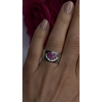 925 Sterling Silver Pink Topaz Heart Ring Size 7