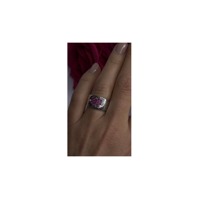 925 Sterling Silver Pink Topaz Heart Ring Size 7