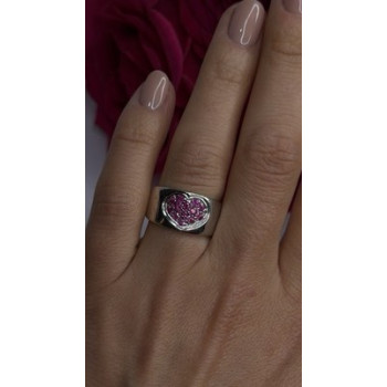 925 Sterling Silver Pink Topaz Heart Ring Size 7