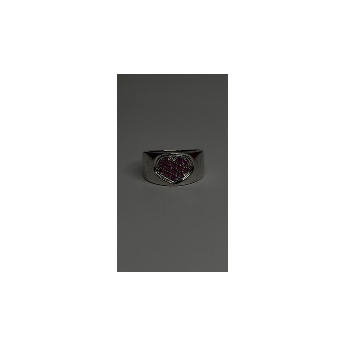 925 Sterling Silver Pink Topaz Heart Ring Size 7