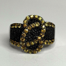 925 Sterling Silver Black Spinel & Yellow Sapphire Ring Size 10