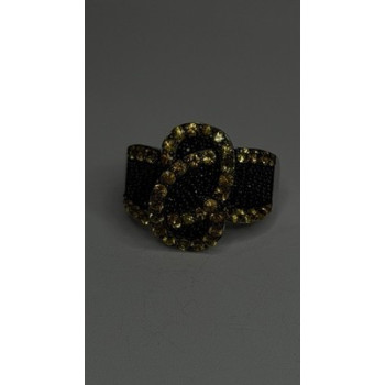 925 Sterling Silver Black Spinel & Yellow Sapphire Ring Size 10