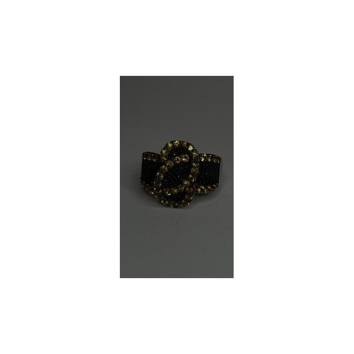 925 Sterling Silver Black Spinel & Yellow Sapphire Ring Size 10