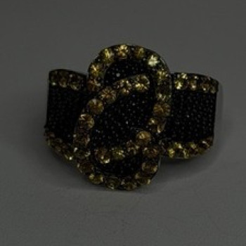 925 Sterling Silver Black Spinel & Yellow Sapphire Ring Size 10