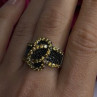 925 Sterling Silver Black Spinel & Yellow Sapphire Ring Size 10