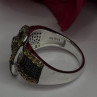 925 Sterling Silver Black Spinel & Yellow Sapphire Ring Size 10