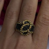 925 Sterling Silver Black Spinel & Yellow Sapphire Ring Size 10