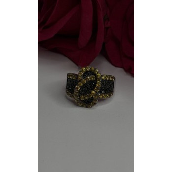 925 Sterling Silver Black Spinel & Yellow Sapphire Ring Size 10