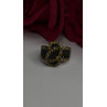 925 Sterling Silver Black Spinel & Yellow Sapphire Ring Size 10