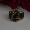 925 Sterling Silver Black Spinel & Yellow Sapphire Ring Size 10