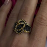925 Sterling Silver Black Spinel & Yellow Sapphire Ring Size 10