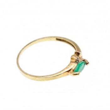 10K Yellow Gold Emerald & Diamonds Ring Size 6.75