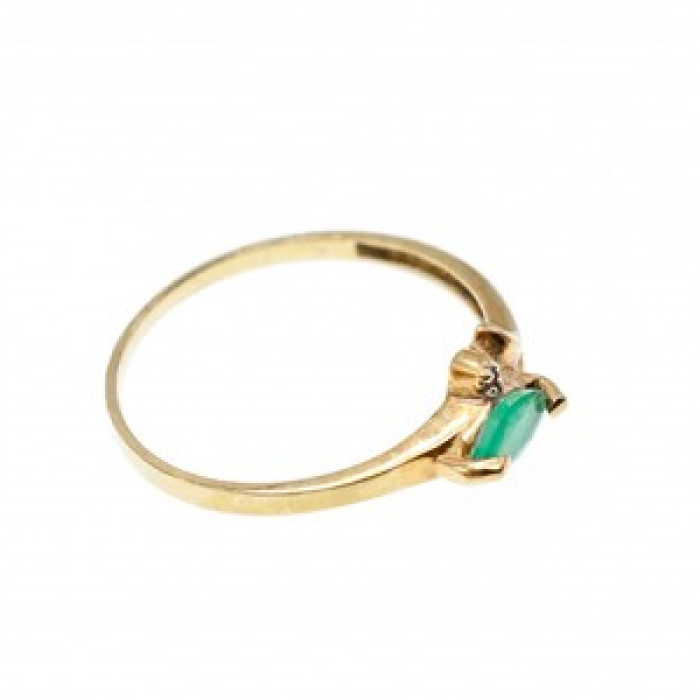 10K Yellow Gold Emerald & Diamonds Ring Size 6.75
