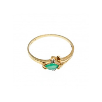 10K YELLOW GOLD  EMERALD & DIAMONDS RING SIZE 6.75