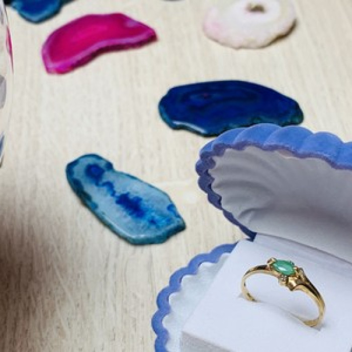 10K Yellow Gold Emerald & Diamonds Ring Size 6.75