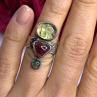 Carol Felley Vintage 925 Sterling Silver Peridot & Tourmaline Ring Size 6.5