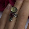 Carol Felley Vintage 925 Sterling Silver Peridot & Tourmaline Ring Size 6.5