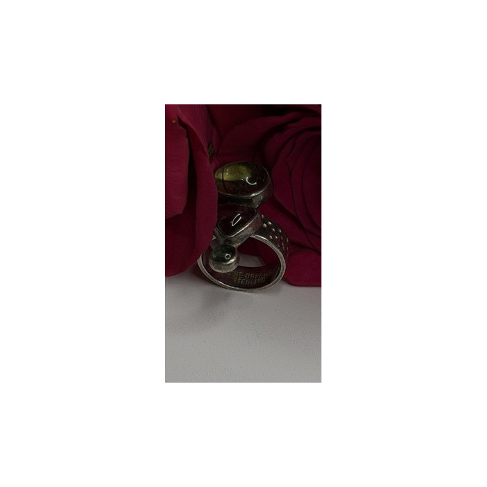 Carol Felley Vintage 925 Sterling Silver Peridot & Tourmaline Ring Size 6.5