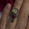 Carol Felley Vintage 925 Sterling Silver Peridot & Tourmaline Ring Size 6.5