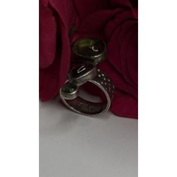 Carol Felley Vintage 925 Sterling Silver Peridot & Tourmaline Ring Size 6.5