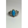 925 Sterling Silver Blue Turquoise & Beryl Stones Ring Size 9