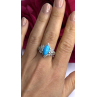925 Sterling Silver Blue Turquoise & Beryl Stones Ring Size 9