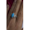 925 Sterling Silver Blue Turquoise & Beryl Stones Ring Size 9
