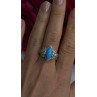 925 Sterling Silver Blue Turquoise & Beryl Stones Ring Size 9