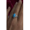 925 Sterling Silver Blue Turquoise & Beryl Stones Ring Size 9