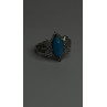 925 Sterling Silver Blue Turquoise & Beryl Stones Ring Size 9